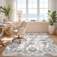 thumbnail image 3 of Design&I 4'x6' Washable Area Rug Pet Friendly & Non-Slip Built-In Grip Dorm Print Faded Border Traditional Distressed Plum Purple for Reading Nook, Bedroom, 3 of 7