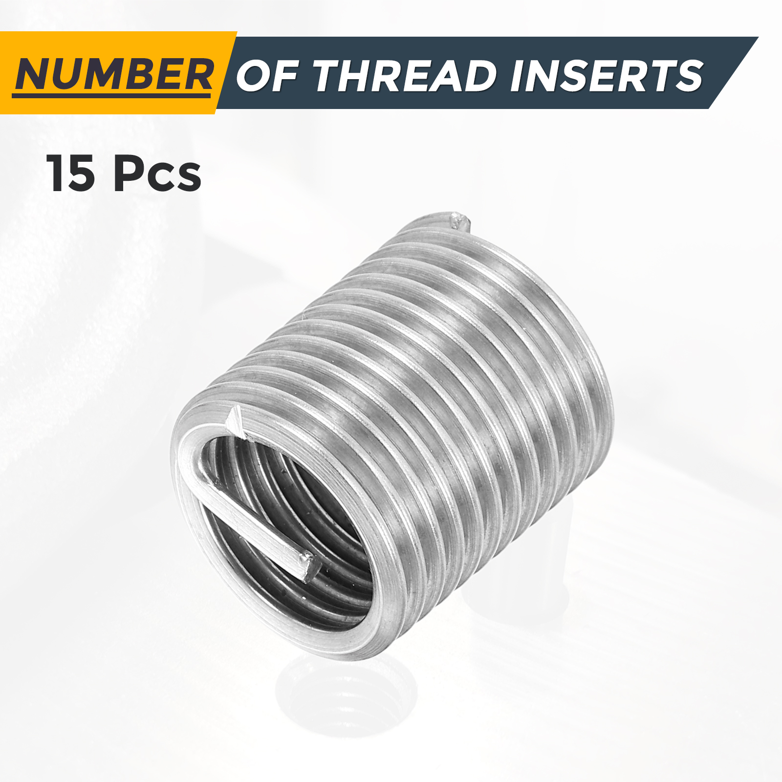Uxcell 15pcs Wire Thread Inserts M18 x 2.5 x 2D Metric Helical Threaded Sleeve