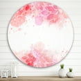 thumbnail image 2 of Designart 'Abstract Splashes of Pink Flowers II' Modern Circle Metal Wall Art 36x36 - Disc of 36, 2 of 5
