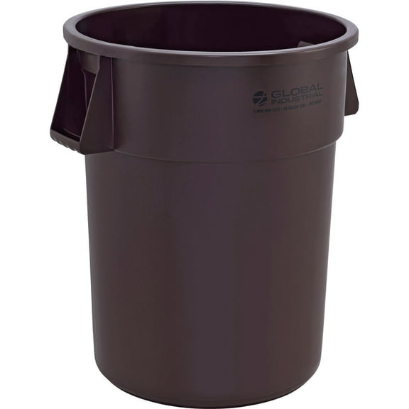 Global Industrial Plastic Trash Can, Brown, 55 Gallon