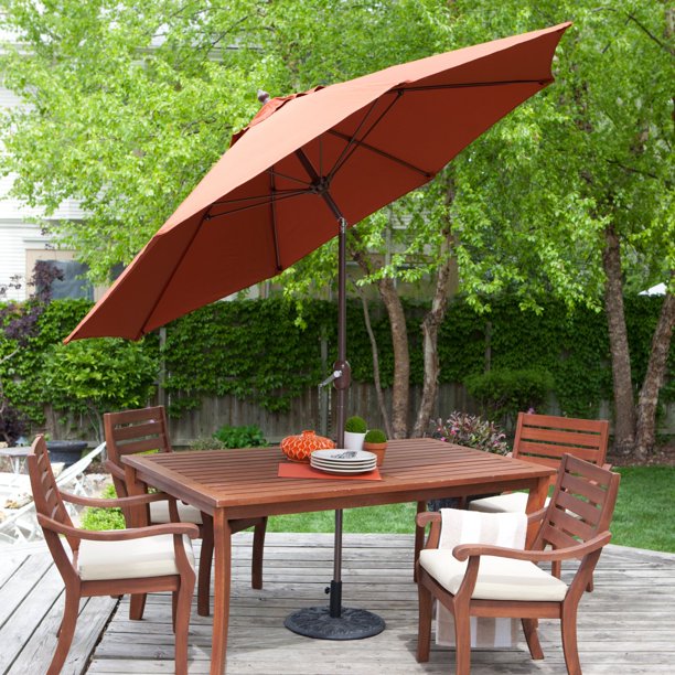 Coral Coast 9 Ft Spun Poly Push Button Tilt Patio Umbrella With 40 Lb Base Included Walmart Com Walmart Com
