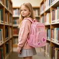 thumbnail image 6 of UJNDER Transparent Kids Backpack with Clear Front Pocket Lightweight Daypack for School Commuting and Travel Activities School Backpack for Girls,02_Pink,Mid, 6 of 7