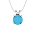 thumbnail image 2 of 1.0 ct Brilliant Round Cut Solitaire Turquoise 14k White Solid Gold Everyday Affordable Designer Necklace Pendant with 18" Chain, 2 of 7
