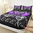 thumbnail image 3 of jejeloiu Queen Full Size Sheets,3D Diamond Butterflies Bed Sheets,Leopard Print Bowtie Sheet Sets For Girls,Ultra Soft Home Decor,4 Pieces, 3 of 7