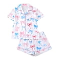 thumbnail image 2 of Vetsdori Womens Short Sleeve Pajamas Sets Button up Sleepwear Homewear 2 Pieces,Summer Loungewear Holiday Soft PJ Sets for Women Casual, 2 of 8