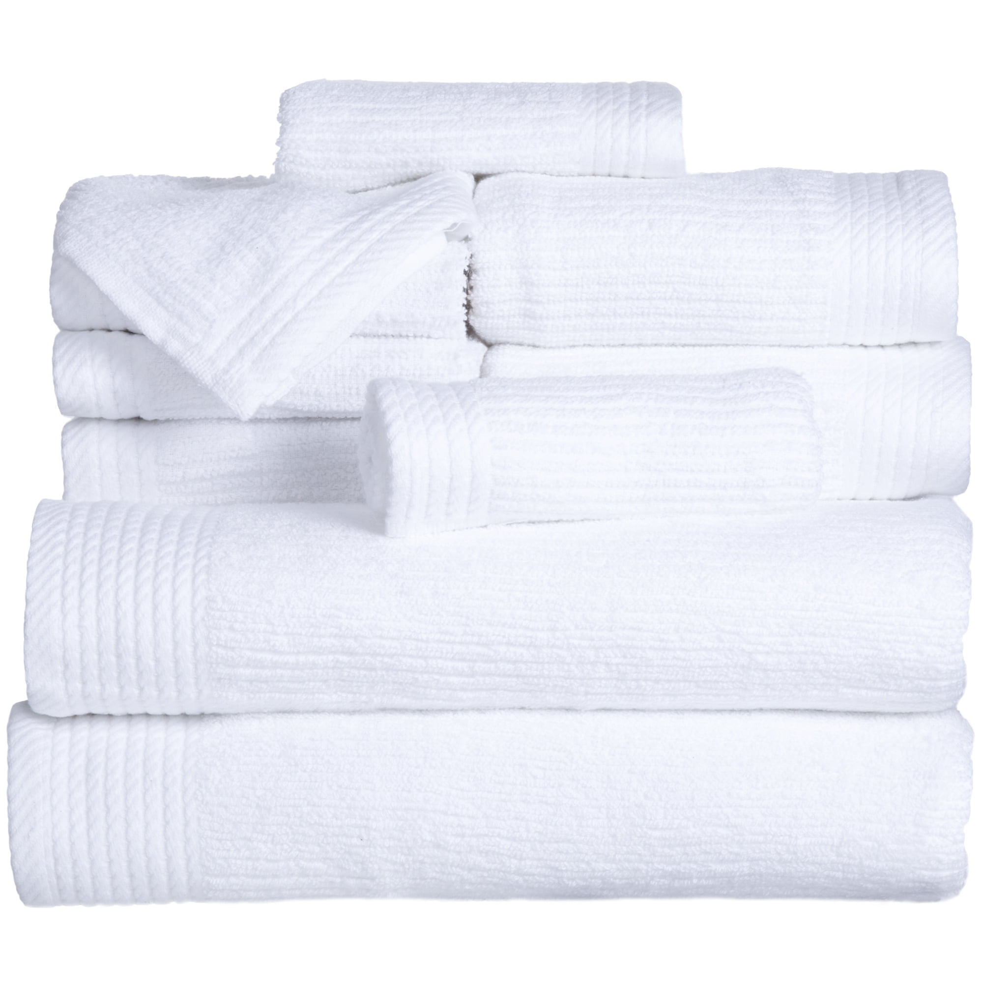 Somerset  Home 10-Piece 100% Cotton Ribbed Pile Bath Towel Set (White)