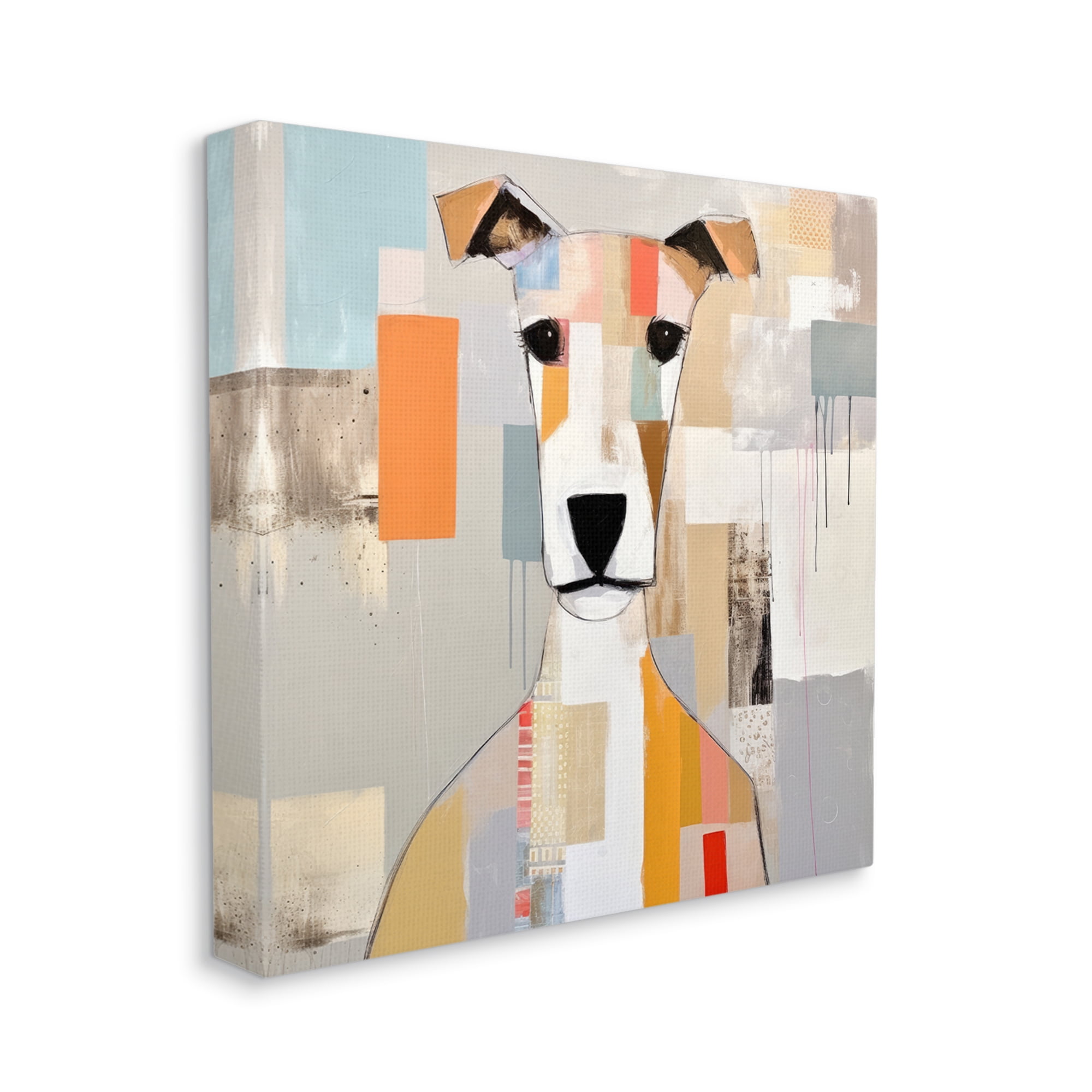 Stupell Industries Dog Face Abstract Collage Animals & Insects Painting Gallery Wrapped Canvas Art Print Wall Art, 17 x 17