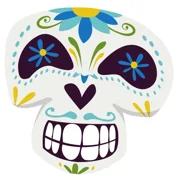 DOPASTICKER Sugar Skull Sticker White Day Of The Dead Dia De Los Muertos Phone Decal Water Bottle Stickers, Cars Stickers, Water Bottle Stickers For Kids
