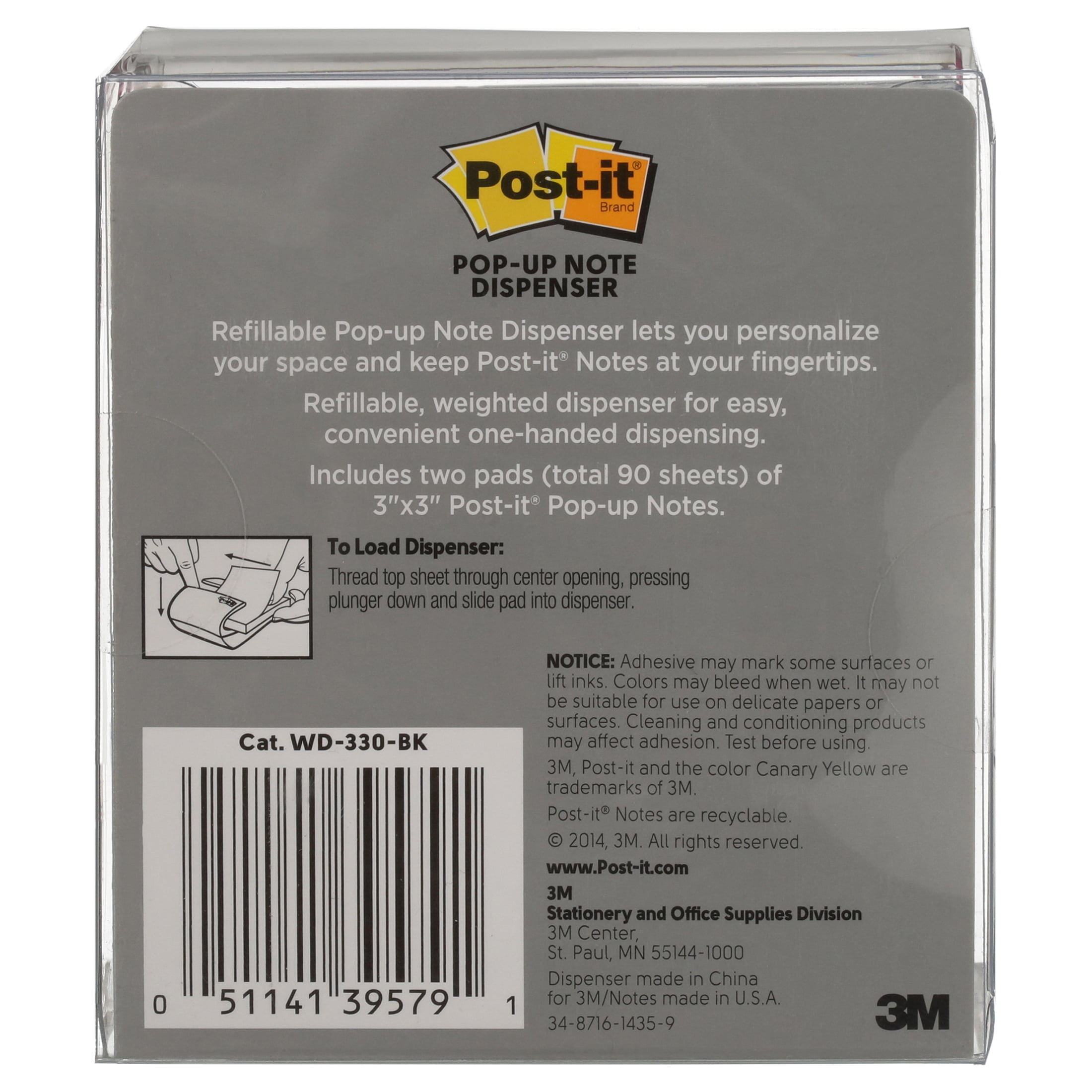 Work with 4A Sticky Pop-up Notes Black for 100 Sheets 3x3 Notes 4A PSS 7 4A Pop-up Note Dispenser 1 Dispenser//Pack