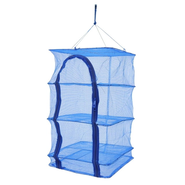 Deals 4 Tier Folding Mesh Shelves Herb Fish Food Hanging Drying Rack Net With Zipper New Storage Bag