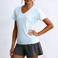 thumbnail image 5 of hoksml Women's V-Neck Short Sleeve Workout Shirt with Breathable Mesh Panels, Quick Dry Athletic Top for Running Yoga Gym, 5 of 6