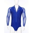 thumbnail image 3 of Miutii Latin Ballet Tango Dance Leotard Mens Long Sleeve Shiny Rhinestones Figure Skating Romper Blue M, 3 of 6