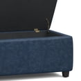 thumbnail image 6 of Simpli Home Avalon 48 inch Wide Contemporary Storage Ottoman Bench in Denim Blue Vegan Leather, 6 of 8