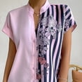 thumbnail image 3 of Camisa holgada de manga corta con botones y estampado floral en color rosa L para mujer, 3 of 7