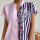 thumbnail image 3 of Blusa suelta con estampado floral en color rosa puro y manga corta para mujer, 3 of 7