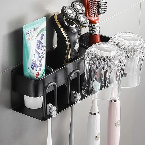 Portacepillos de dientes, Portacepillos de dientes, Portacepillos de dientes/Montaje en pared, Portavasos para cepillos de dientes, No requiere taladro, Para maquinilla de afeitar, Pasta de dientes, P