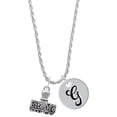 thumbnail image 1 of Delight Jewelry Silvertone 3-D ''Bite Me'' Stamp Silvertone Script Initial Disc - G - Charm Necklace, 20"+3", 1 of 4