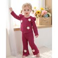 thumbnail image 3 of 18 Months Baby Girls Clothes 24 Months Girls 2PCS Fall Winter Outfits Set Cute Bowknot Toddler Girls Long Sleeve Top Pants Set Rose Red, 3 of 8