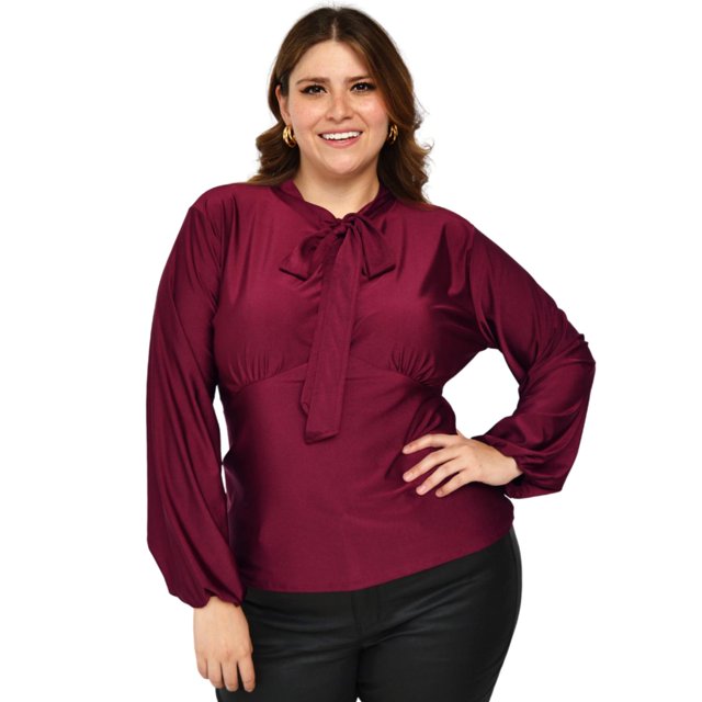 Blusa formal de satin Roman Fashion/Tallas Extras, 1801 (Vino) vino 42 Roman Fashion BL-GR-1801-VINO