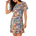 thumbnail image 2 of Fotbe Set Of Travel Vintage Bata de Dormir para Mujer con Estampado, Camisón de Algodón de Manga Corta, Ropa de Dormir Casual, 2 of 6