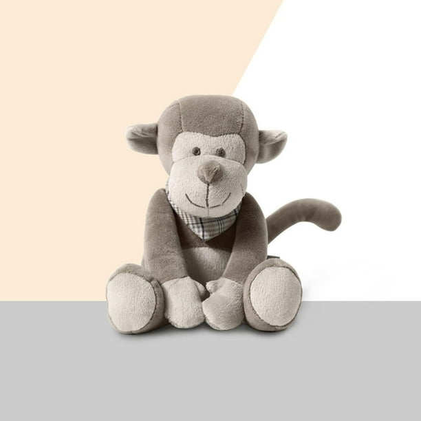 Bunblic Monkey Plush Toy Lovely Monkey Doll With Scarf Accompany Sleep Toy Soft Doll Plush Monkey Stuffed Toy For Couch Car Kids Room Grey 20cm