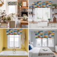 thumbnail image 5 of Patchwork Valance Curtain for Windows Colorful Geometric Abstract Three Dimensional Cube Rod Pocket Curtain Valances Short Window Treatments Panels for Kitchen Bathroom Laundry Basement 60 x 14 Inch, 5 of 9