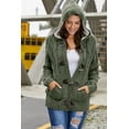 thumbnail image 4 of Army Green Fur Hood Horn Button Sweater Cardigan, 4 of 4