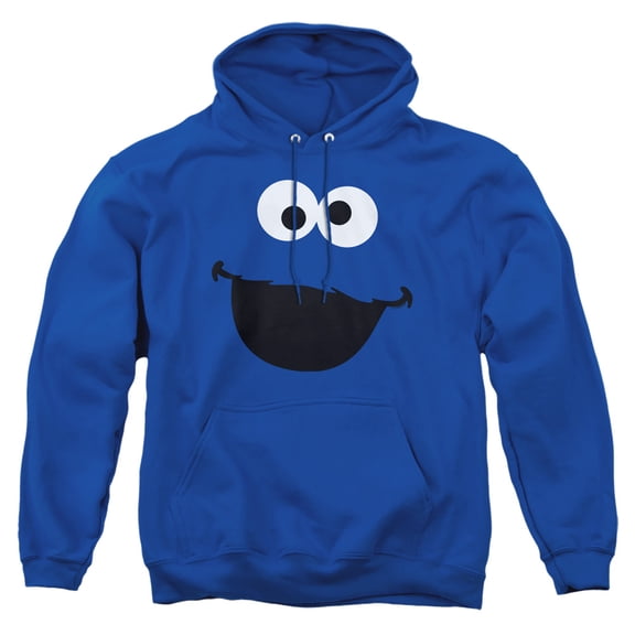 Sesame Street Cookie Monster Face Unisex Adult Pull-Over Heather Hoodie, 3X-Large, Royal Blue