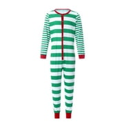 Amuver Fashion Stripe Printing Round Neck Parent-child One-piece Pajamas