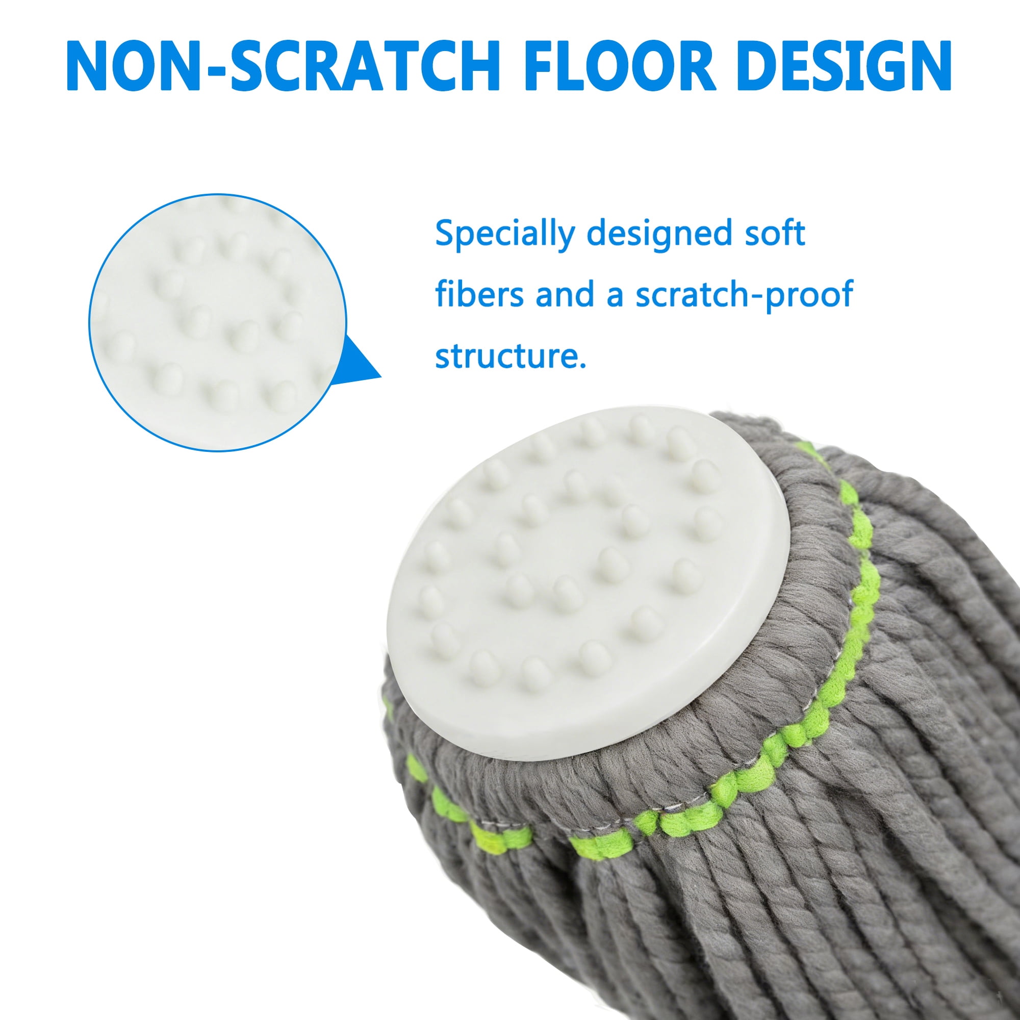 GARITIN Self-Wringing Twist Mop, Microfiber Floor Mop with 55" Long Handle, Hands-Free Ratchet Wringing