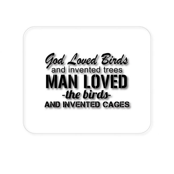 DistinctInk Mouse Pad - 1/4" Foam Rubber - God Loved Birds - Trees, Cages