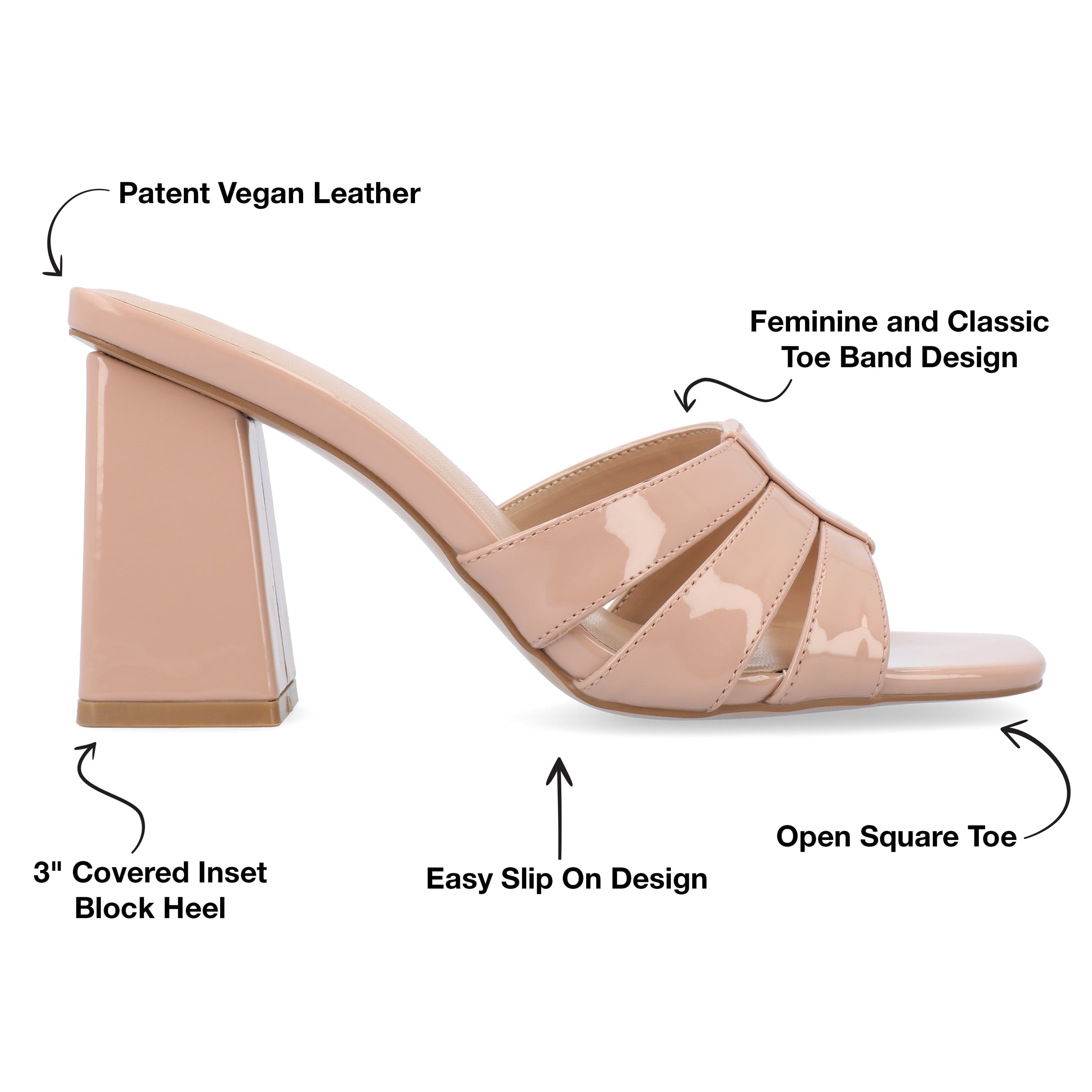Journee Collection Womens Ellington Inset Covered Block Heel Slip On Sandals