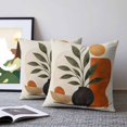 thumbnail image 2 of 16x16 Pillow Covers Set of 2, Boho Leaves Throw Pillow Covers Decorative Couch Cushion Case, Middle Century Abstract Orange Beige Art Microfiber Square Pillowcases for Bedroom Car Living Room, 2 of 9