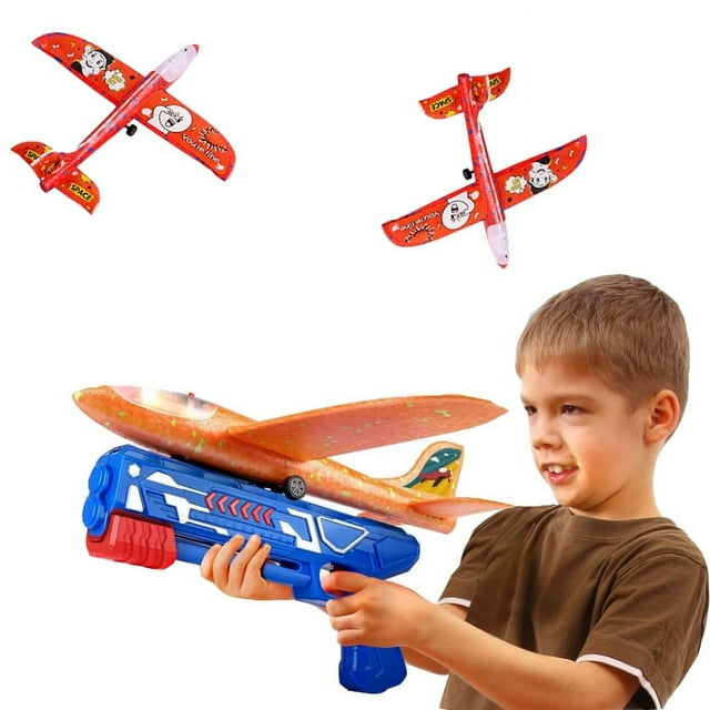 Paquete de 3 juguetes de lanzamiento de aviones, avión catapulta para niños con 3 pegatinas de bricolaje, juguetes voladores para niños, regalos para niños de 4 a 12 años