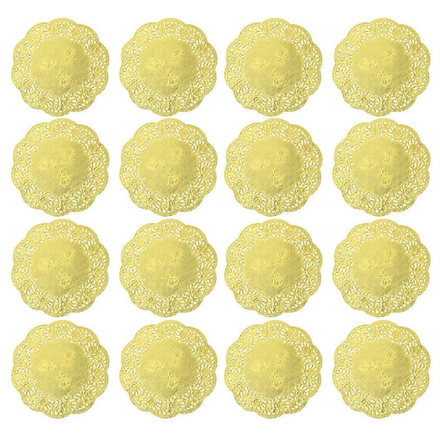 100PCS 3.5 Inch Oil-Absorbing Lace Doilies Disposable Cake Box Liner Round Packaging Paper Pad