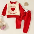 thumbnail image 2 of KaLI_Store Toddler Baby Boy's Clothing Fall Winter Boy Clothes Long Sleeve Cute Fall Winter Outfits Sweatshirts Pants Outfits Z10-Red,12-18Months, 2 of 7
