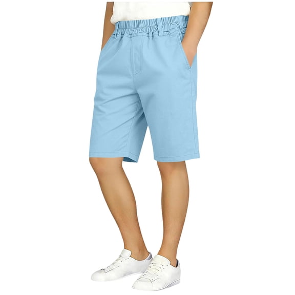 Kilaqueen Boys School Uniform Shorts with Full Elastic Waist and Side Pockets, Solid Knee Length Casual Shorts for Classroom, Events and Daily Wear