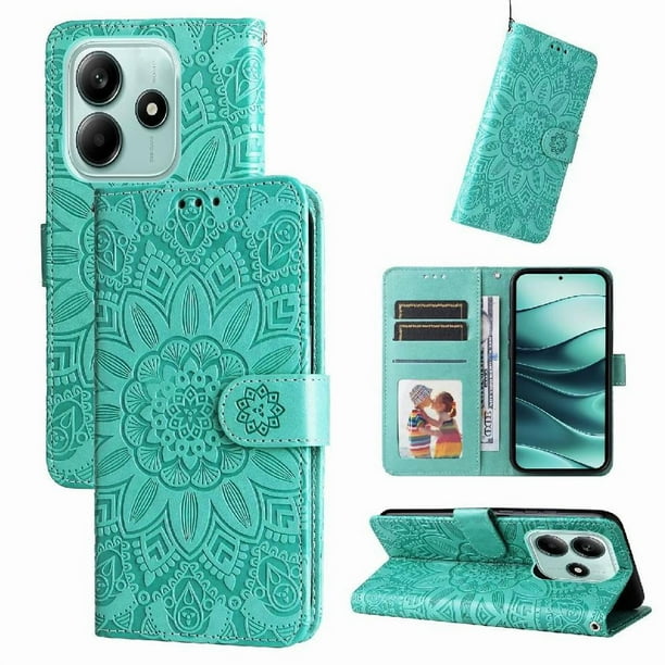 Funda tipo cartera GANGXUN para Xiaomi Redmi Note 14 5G , diseño girasol, cuero PU, soporte, cierre magnético, tarjetero