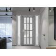 thumbnail image 4 of Front Exterior Prehung Metal-Plastic Door Frosted Glass / Manux 8312 Grey Ash / 2 Side Windows / Office Commercial and Residential Doors Entrance Patio Garage 68" x 80" Left-hand Inswing, 4 of 6