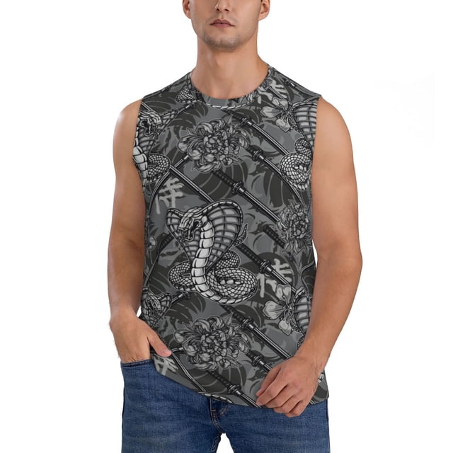 Balery Snake Camisetas sin mangas para hombre, absorbe la humedad y protege contra el mal olor.-Large