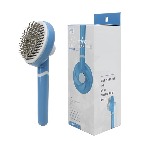 ZHZFKQ Self Cleaning Cat Brush for Shedding, Slicker Pet Grooming Comb with Retractable Bristles, Dematting and Deshedding Tool for Long Hair Indoor Cats