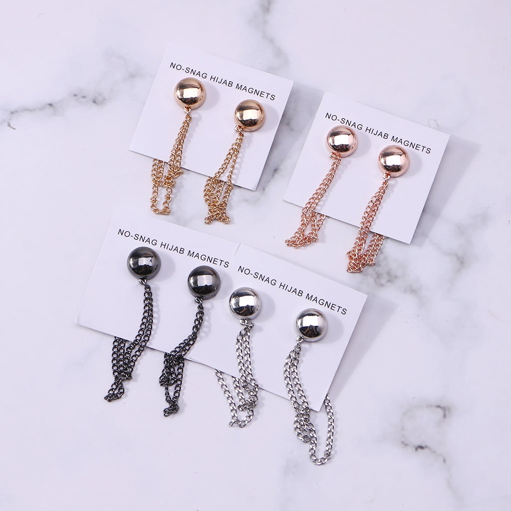 Strong Metal Plating Magnetic Hijab Clip Safe Hijab Brooch Luxury Accessory  No Hole Pins Chain Brooch for Muslim Scarf