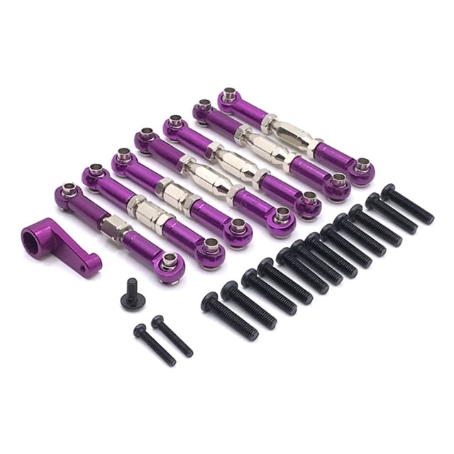 Vogacara Brazo servo Varilla de enlace ajustable Kit de varillas de unión de control remoto Suministros de piezas Kits de construcción modelo Púrpura