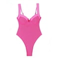 thumbnail image 2 of URSOFINE Women's Ruched Tummy Control One Piece Swimsuit V Neck Cutout High Cut Bathing Suit, 2 of 4