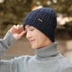 thumbnail image 5 of Gorro de invierno con forro de satén para mujer y hombre, gorro holgado con forro de seda para invierno, gorro de punto cálido con puños, 5 of 5