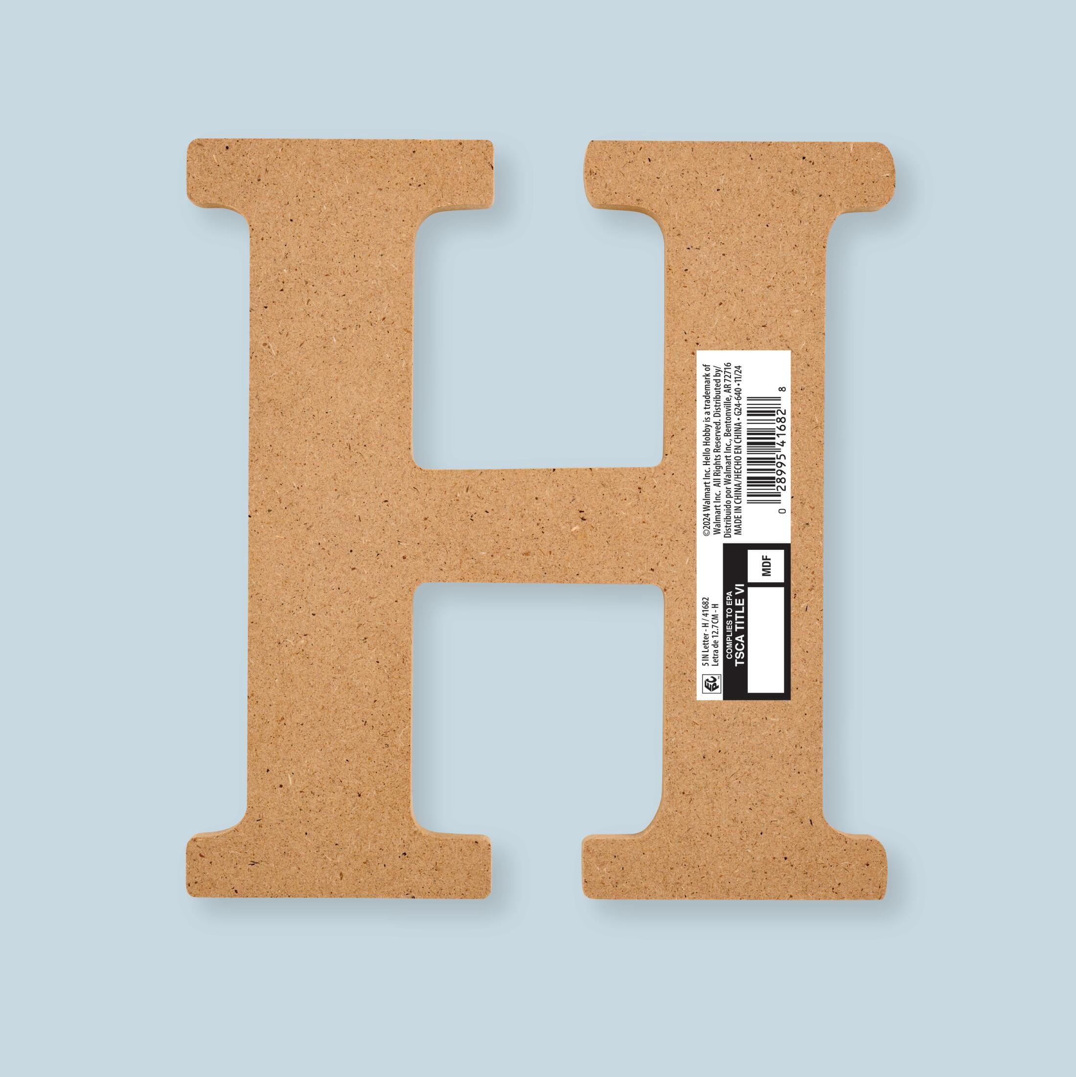 Hello Hobby Unfinished Wood MDF Letter H, 5 in