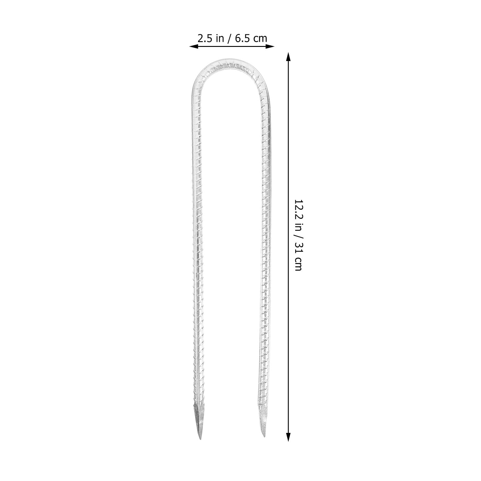 AURARMLET Steel U-Shaped Stakes Plated Silver for Gardening and Tent Pegs 8Pcs