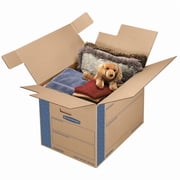 SmoothMove Prime Moving and Storage Boxes, Regular Slotted Container (RSC), 24 x 18 x 18, Brown Kraft/Blue, 6/Carton