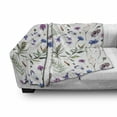 thumbnail image 3 of Thistle Soft Flannel Fleece Throw Blanket, Spring Theme Hand-Drawn Aquarelle Style Wildflowers Pattern on White Background, Cozy Plush for Indoor and Outdoor Use, 60" x 80", Multicolor, by Ambesonne, 3 of 6