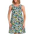 thumbnail image 1 of Fotbe Green Leopard Vestido de Verano sin Mangas para Mujer – Vestido Midi Línea A, Estilo Camiseta Floral, Vestido Playero Casual y Fluido, 1 of 7